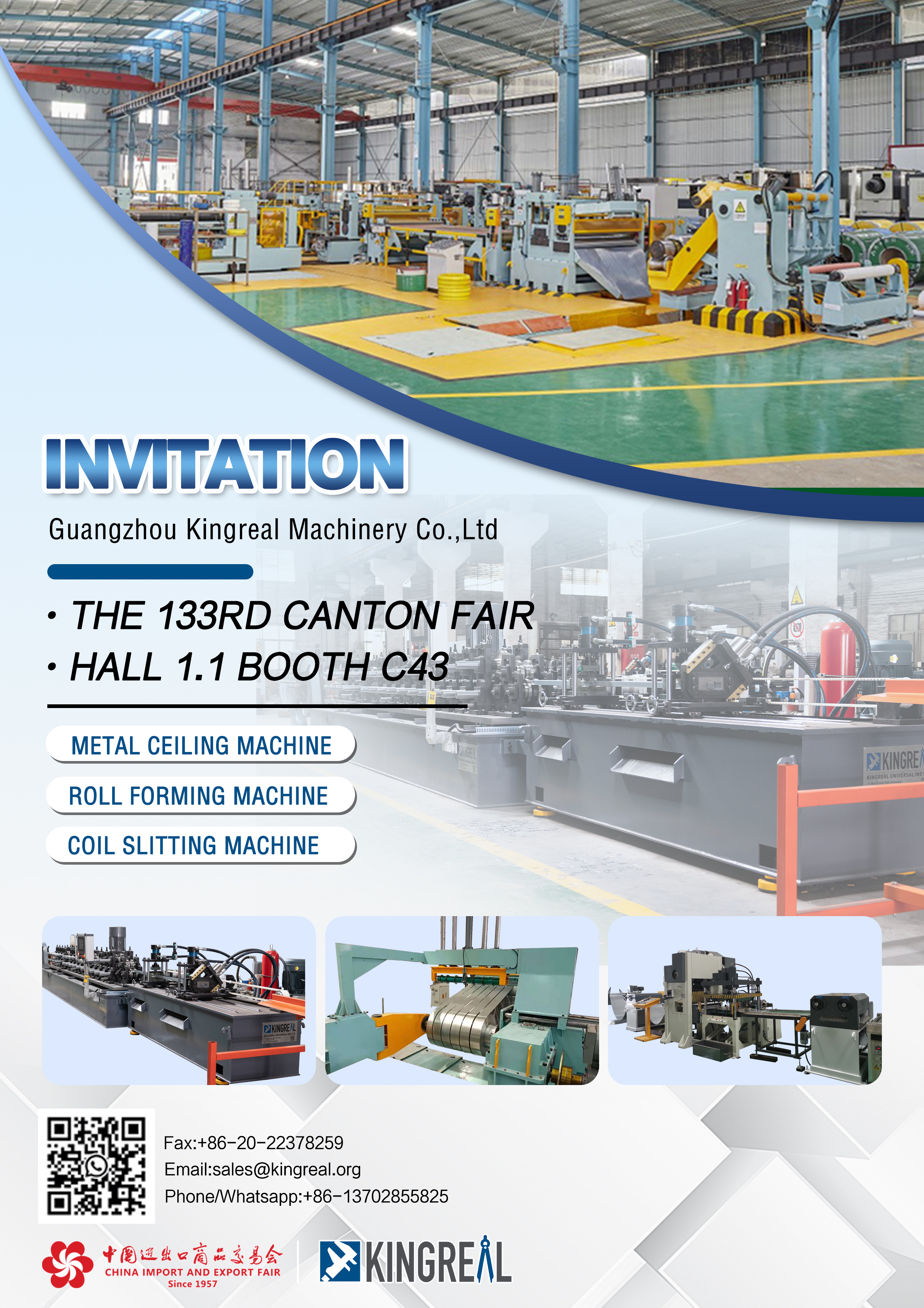 Üdvözöljük a KINGREAL Canton Fair Machinery Kiállításon